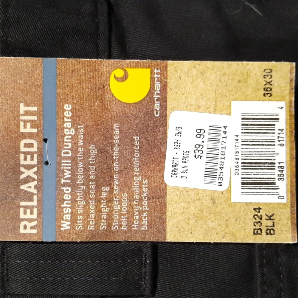 Men's 36/30 Black Carhartt Work Pants